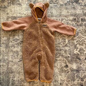 Columbia Boy’s Brown Fleece one piece winter suit Size 12-18 months